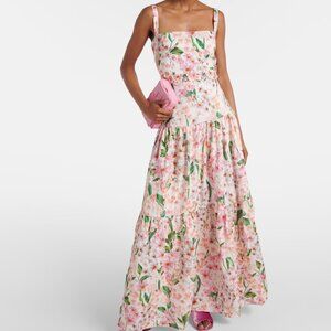 NEW Agua by Agua Bendita Lima floral linen maxi dress